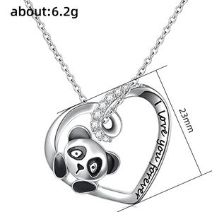 Nuova Collana con Ciondolo in Resina a Forma di Panda, Charm con Zirconi a Cuore, Catena per Clavicola - Product Image 5