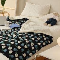 Plaid douillet en sherpa doublé de polaire, style européen et américain, motif jacquard de Noël, anti-acariens, personnalisé, 100%