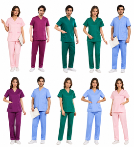 Set di Camici Medici in Twill di Cotone con Scollo a V, Pantaloni a Gamba Dritta, 5 Tasche, Stile <span class=keywords><strong>Camice</strong></span> da Laboratorio, Morbido e Traspirante - Product Image 2