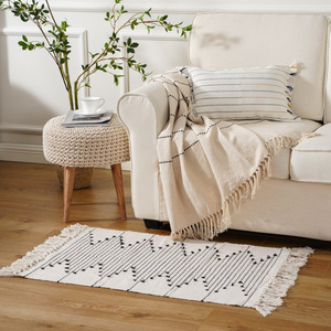 <span class=keywords><strong>Alfombra</strong></span> de Cocina, <span class=keywords><strong>Alfombra</strong></span> de <span class=keywords><strong>Baño</strong></span>, <span class=keywords><strong>Alfombra</strong></span> <span class=keywords><strong>Negra</strong></span> y Blanca, <span class=keywords><strong>Alfombra</strong></span> de Algodón Tejida con Borlas, Decoración Boho, <span class=keywords><strong>Alfombra</strong></span> de Picnic para Dormitorio, Lavandería, Entrada - Product Image 3