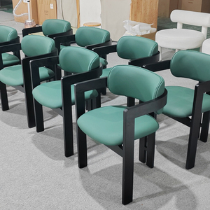 Chaises de salle à manger à cadre en bois massif <span class=keywords><strong>noir</strong></span> avec tissu <span class=keywords><strong>beige</strong></span> Nordic Light <span class=keywords><strong>chaise</strong></span> de salle à manger de luxe tabouret arrière de ménage - Product Image 2