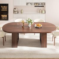 Table à manger ovale extensible SENYU, style moderne et luxueux, en bois noir, base cannelée, écologique, durable, 8 places, meubles de salle à manger