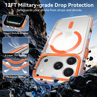 Coque transparente antichoc avec boutons métalliques magnétiques et protection caméra pour iPhone 17 18 Pro Max – Vente en gros