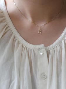 สร้อยคอทองคำ9K พร้อมโบว์น่ารักและสร้อยข้อมือดีไซน์รูปหมีตัวเล็กๆจี้ห้อยคอ Kj448สวยและจี้ทรงเสน่ห์ - Product Image 4