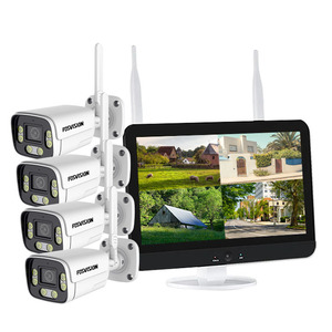 Fosvision 4CH không dây 5MP máy ảnh kỹ thuật số CCTV Kit LCD giám sát an ninh Hệ thống không dây giám sát không thấm nước 4CH 12" - Product Image 2