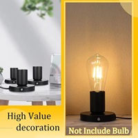 Lampe de table à base de vis E26/E27 standard US avec interrupteur à bouton-poussoir et cordon d'alimentation, lampe de table en fer noir et blanc