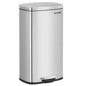 SONGMICS Grosir Dapur Rumah Stainless Steel Nordic Tempat Sampah Hotel Kamar Mandi Tempat Sampah Logam 30L Pedal Bin Daur Ulang