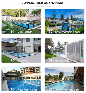 Véranda <span class=keywords><strong>de</strong></span> piscine extérieure moderne rétractable pour villa résidentielle, avec toit isolé et couverture en verre, écologique - Product Image 6