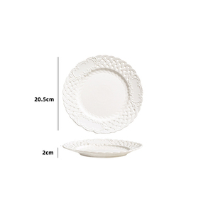 Rétro En Relief Évider <span class=keywords><strong>Bambou</strong></span> Motif <span class=keywords><strong>Assiettes</strong></span> En Céramique Ensemble Dîner Salade Plateau De Service Plats pour Nordic Ménage Restaurant - Product Image 6