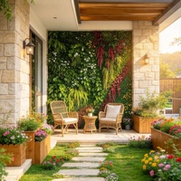 Panneaux décoratifs muraux en herbe artificielle pour l'intérieur et l'extérieur, fleurs violettes, résistants aux UV, plantes artificielles suspendues pour la décoration de mariage
