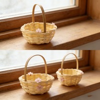 Panier à fleurs multifonctionnel en bambou tressé fait main pour la Saint-Valentin, la Journée de la Femme, panier à main pour bébé, panier pour accessoires photo de poupée