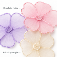 Adornos de Organza Bordados con Flores, Elegantes y Transparentes, para Decoración de Empaques y Pedidos OEM, Venta al Por Mayor