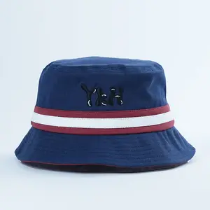 Grosir topi Safari sabuk penahan matahari pria wanita kualitas tinggi Logo kustom topi Bucket katun pinggiran lebar nelayan