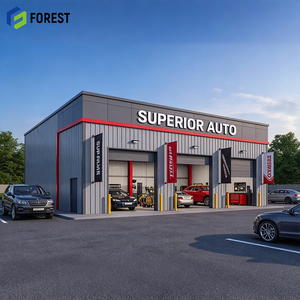 Atelier de réparation automobile en acier préfabriqué, norme américaine ISO9001, 100x200, structure de centre d'atelier industriel - Product Image 1