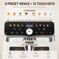 Friteuse à air numérique 10L à double chauffage 1700W avec 8 programmes prédéfinis, grande capacité, pour une cuisine saine, appareil de cuisine domestique