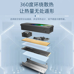 ฮีทซิงค์อลูมิเนียม Coolmoon M2 Nvme Ssd พร้อมไฟ ARGB LED สำหรับฮาร์ดไดรฟ์ - Product Image 3
