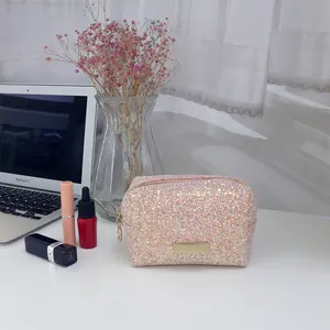 Manufacturers glitter makeup bag metal zipper Cosmetic pouch