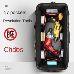 Large Tool Bag With Wide Mouth and Waterproof Strong <b>Molded</b> Base Heavy Duty Tool Bag Organizer with Adjustable Shoulder Strap - Product Image 2