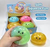 Ensemble de jouets sensoriels anti-stress en forme de boulettes scintillantes, 4 pièces, simulation de pain vapeur, souples et compressibles, cadeau