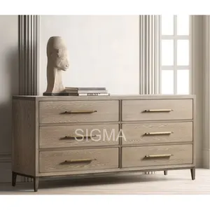 Custom Modern Dressing Table Solid Wood Teak Chest Drawers Dresser Furniture for Bedroom