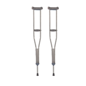 Béquille en acier inoxydable avec ressort amortisseur, support axillaire confortable et réglable en hauteur pour la rééducation thérapeutique - Product Image 1