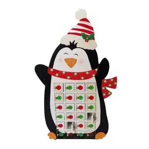 جديد وصول عيد ميلاد سعيد الديكور OEM مخصص البطريق نوع خشبية تقويم القدوم