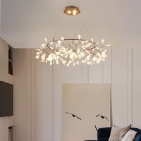 Lampe de salon postmoderne simple Firefly Decoration, lampe de chambre à coucher créative circulaire à LED, luminaire suspendu moderne pastoral