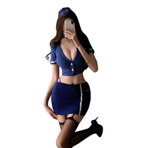 两件套带帽子空姐制服带帽子性感服装制服性感内衣套装 - Product Image 5