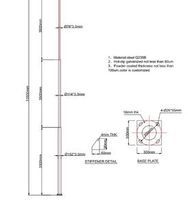 Poste <span class=keywords><strong>de</strong></span> Alumbrado Público Eléctrico Galvanizado con Bisagras a Precio <span class=keywords><strong>de</strong></span> Fábrica - Product Image 2