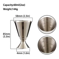 Jigger en acier inoxydable robuste RTS 60 ml, outil de bar à cocktails, réutilisable, durable, écologique, design moderne, directement du fabricant