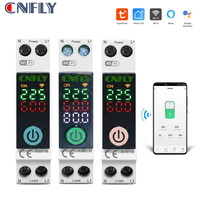 Cnfly TUYA Minuteur multifonction Compteur d'énergie Smartlife 63A 1P+N Interrupteur WIFI avec surveillance de la consommation et relais de disjoncteur MCB