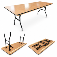 Table ronde pliante moderne de 6 pieds pour banquets d'hôtel et mariages, usage commercial, mobilier de restaurant en bois pour 10 personnes
