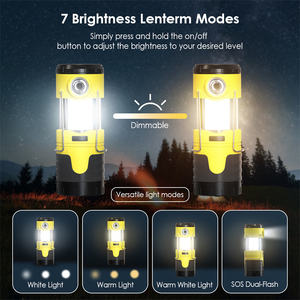 Linterna LED portátil para acampar, linterna recargable con gancho plegable, alimentada por batería para uso de emergencia o campamentos - Product Image 3