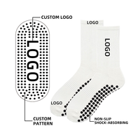 Chaussettes antidérapantes pour football, course à pied, fitness, entraînement, yoga, mi-mollet, motif à pois, tricotées, avec logo