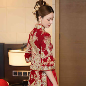 नई विवाहित हाफू महिलाओं की शैली के फोनिक्स पैटर्न की सजावट चीनी शादी की पोशाक दुल्हन Xiuhe पोशाक - Product Image 2