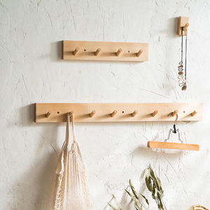 Usine <span class=keywords><strong>Spot</strong></span> rustique en bois de hêtre massif porte-manteau mural 3 à 6 crochets porte en bois de luxe cintres muraux - Product Image 2