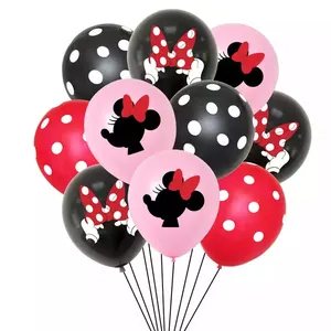 热卖鼠标米奇米妮气球派对装饰用品米妮粉色印花乳胶气球