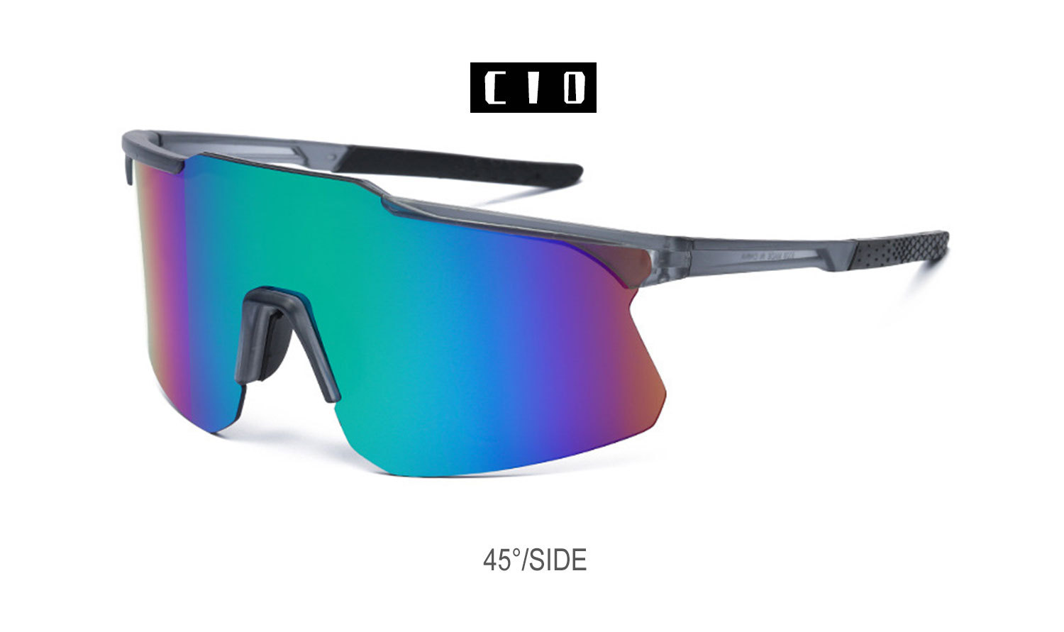 Gray frames with green lenses