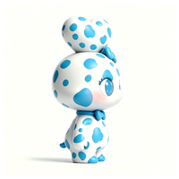 Figurine d'action personnalisée en PVC et ABS, motif cœur à pois bleus, avec emballage personnalisé, service OEM d'usine chinoise