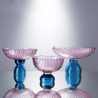 Assiette à gâteau en verre bleu art moderne Assiette décorative ronde Plateau