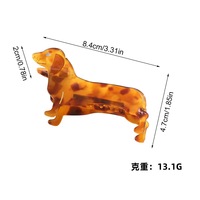 Pince à cheveux personnalisable, mignonne, faite à la main, lumineuse, écologique, en acétate, motif chien saucisse de dessin animé, élégante et amusante, pour coiffure mi-attachée