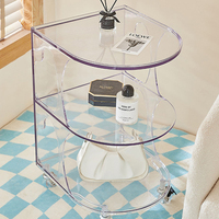Table d'appoint moderne simple en acrylique transparent JERY, chariot de salle à manger de style Ins, table à thé en plastique mobile avec roues pour hôtel