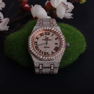 Reloj de Lujo con Diamantes, Caja de Acero Inoxidable, Movimiento de Cuarzo, Cristal |   Reloj Unisex Estilo Hip Hop Ecológico |   Venta al por Mayor - Product Image 1