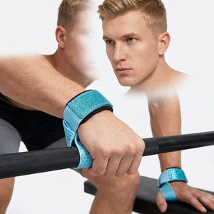 Hot Selling Blue <b>Wool</b> Lifting Straps Unisex High Quality Customized Logo Strength Training Fitness Safety Non-Slip Breathable - Product Image 1