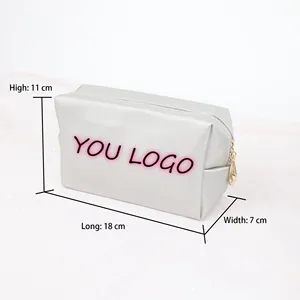 PU Bag Low MOQ make your own LOGO Pouch travel small Makeup Bag Zipper Closure Travel clear Cosmetic Bag