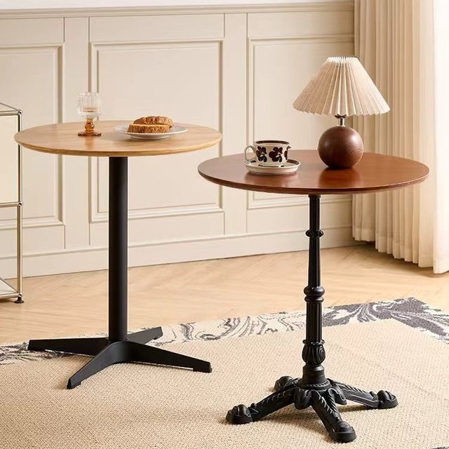 Nordic Solid Wood 4-Seater Dining Table for Milk Tea/Dessert Shops Homestays Restaurants & Balcony Use-Square Design