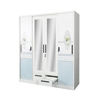 Armoire de peinture en métal Almirah en acier à 4 portes personnalisée Armoire de rangement détachable Penderie peinte Placards pour chambre à coucher Maison