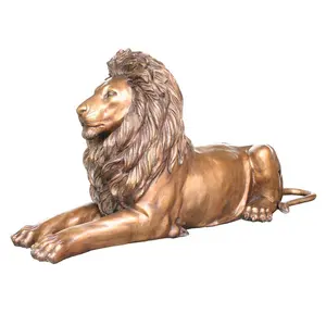 Высокое качество, большие формы для животных, открытый садовый зоопарк, античная Литая Бронзовая латунная статуя льва для продажи
