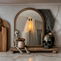 Miroir fantôme lumineux, décorations d'Halloween effrayantes, fournitures pour fête de maison hantée, ornement mural lumineux effrayant pour Halloween