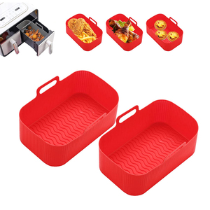 Pack de 2 pièces réutilisables, panier de friteuse à Air rectangulaire, doublures de Pot en Silicone pour four <span class=keywords><strong>Ninja</strong></span> <span class=keywords><strong>Foodi</strong></span> micro-ondes, <span class=keywords><strong>accessoires</strong></span> Logo personnalisé 50 pièces - Product Image 1